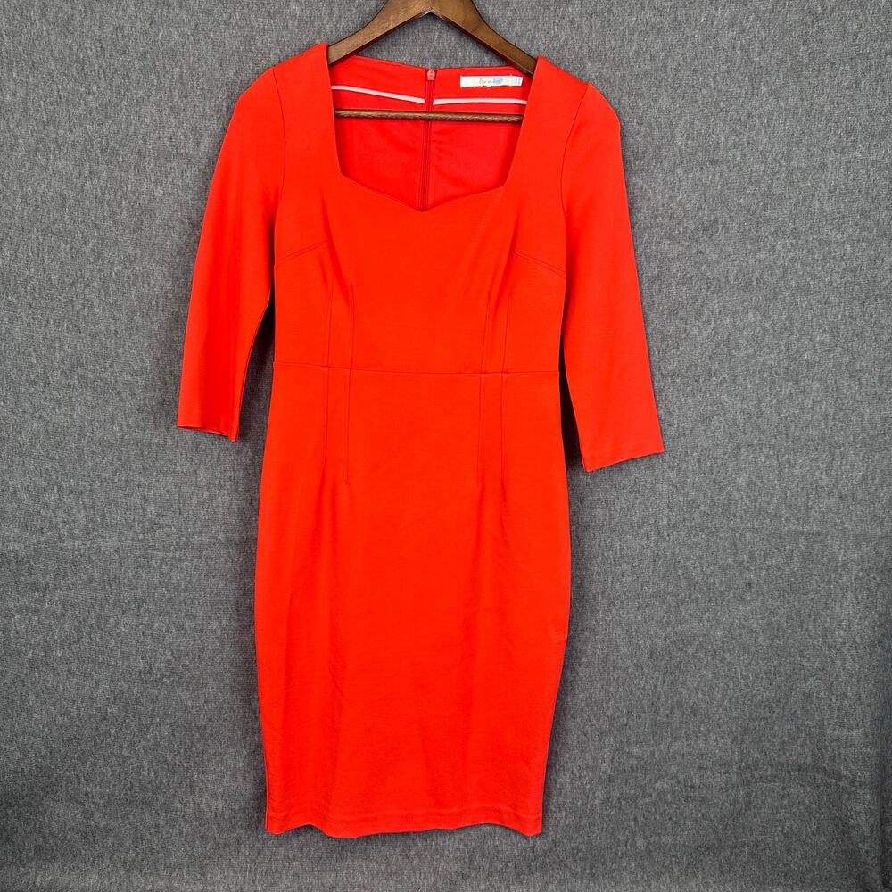 Boden Cherry Red Scuba Knit Pencil Dress Sz 4P Sophisticated quiet Luxury Sleek